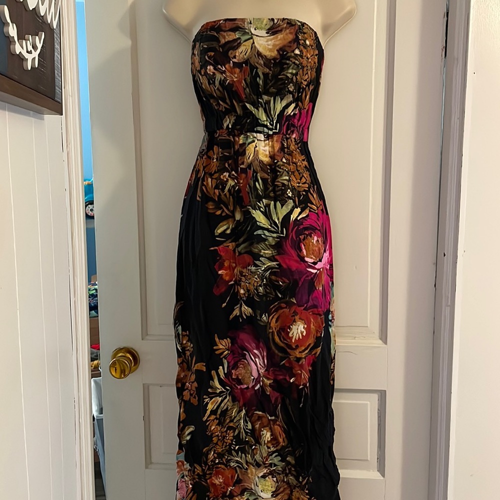 Strapless floral dress xs